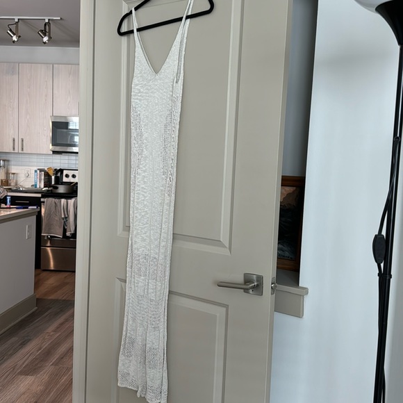 abercrombie & fitch crochet maxi coverup swim dress off white eggshell beige xs - Picture 4 of 8